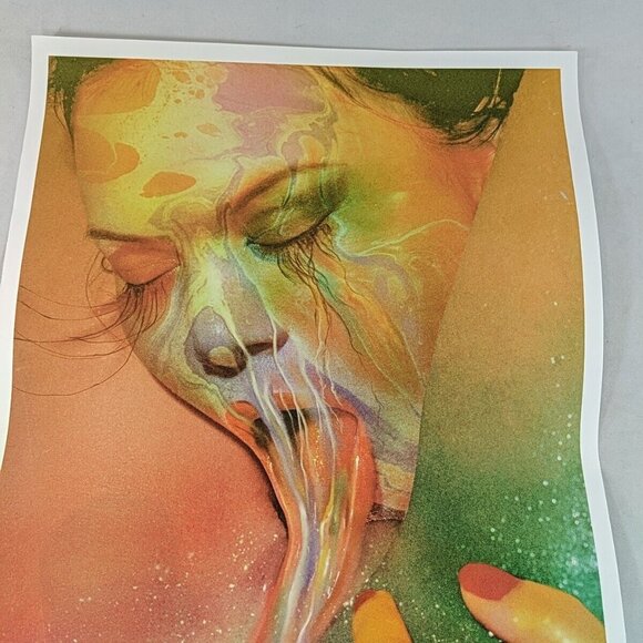 Sensual Oral Sparkle Glitter Rainbow Acid Sex Adult Art Print Signed 15.5x22 in - Picture 2 of 11